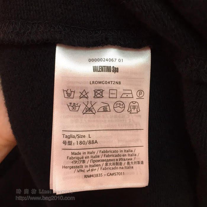 Valentino男裝 19-20FW新款 黑色連帽衛衣 男套頭衛衣 男士秋季新款單品  tzy2229